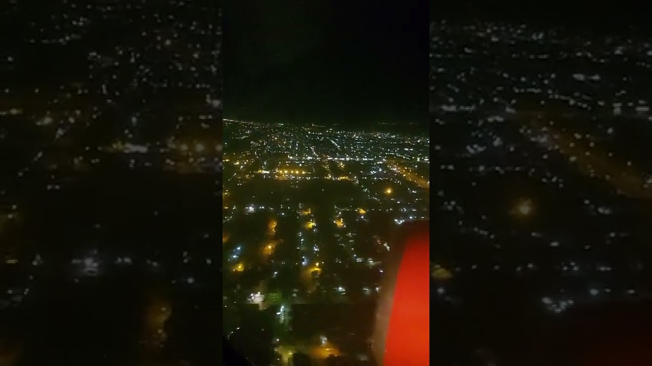 هبوط الطائرة في الليل مطار النجف الاشرف