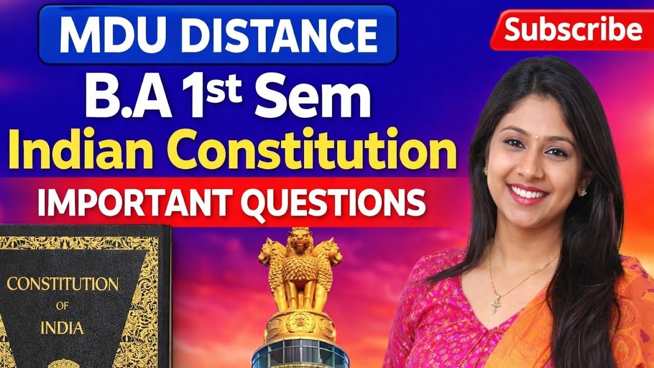 MDU B.A 1st Sem Indian Constitution 🔥 Important Questions | Latest Paper | MDU Distance #mdudistance