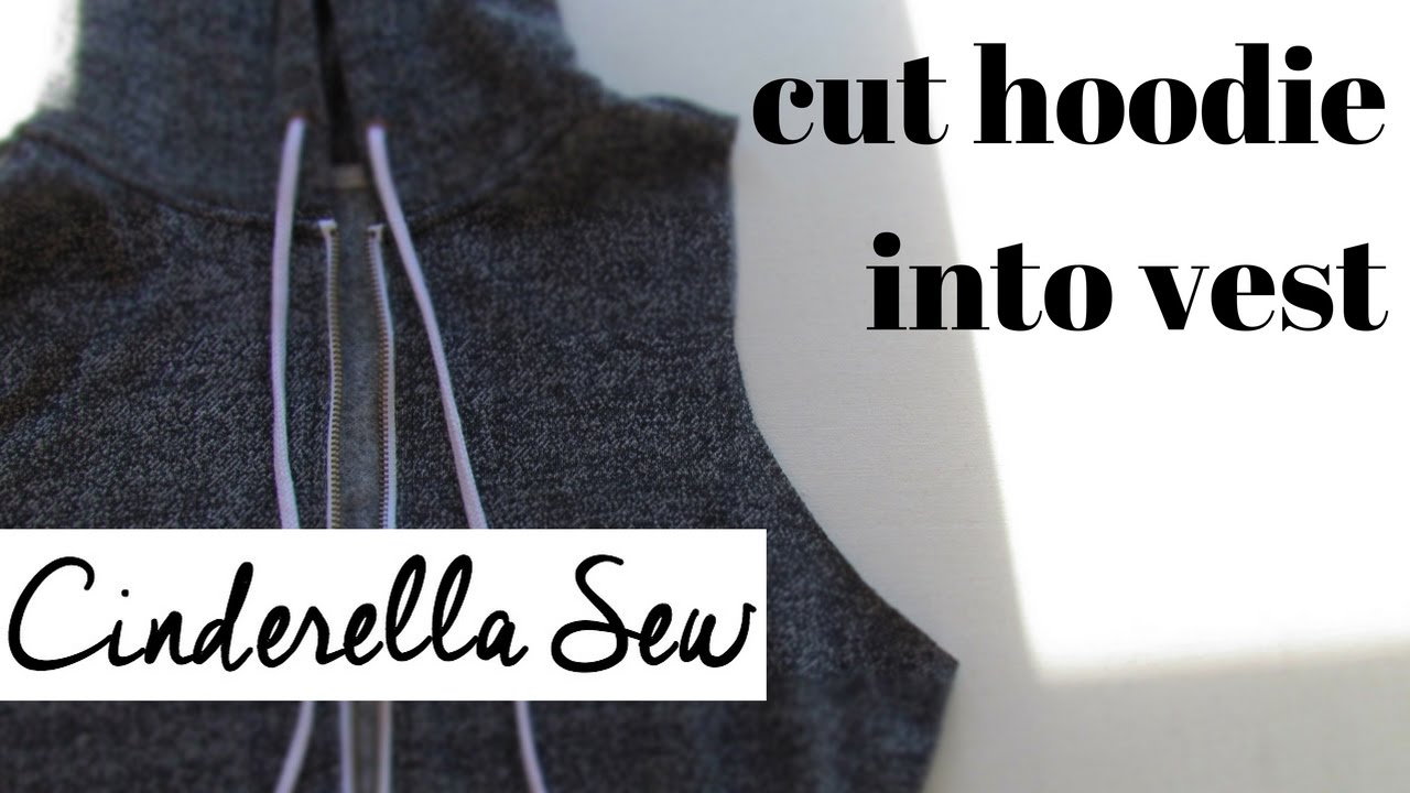 How to cut a hoodie into a vest - Cut the arms off a sweater - DIY hoody refashion tutorial