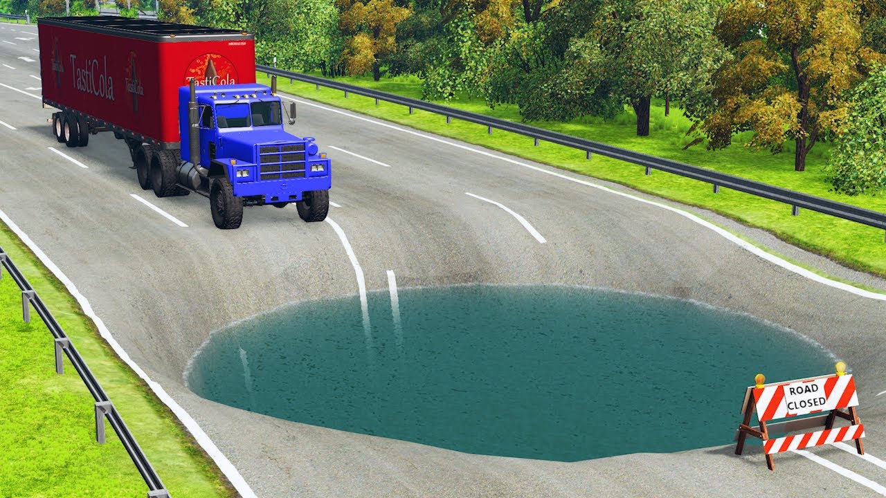 Cars vs Giant Water Pit #2 - BeamNG.Drive