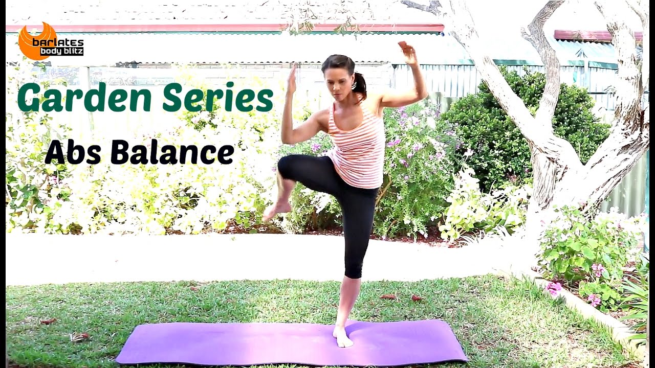 FREE Standing Abs Workout - BARLATES BODY BLITZ Garden abs balance with Linda Wooldidge