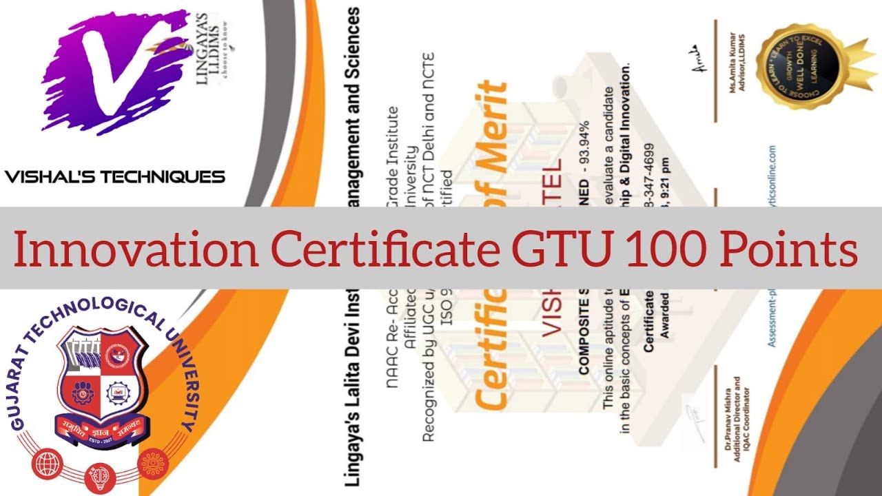 Innovation Certificate | Entrepreneurship & Digital Innovation | Done Fast GTU 100 Activity Points