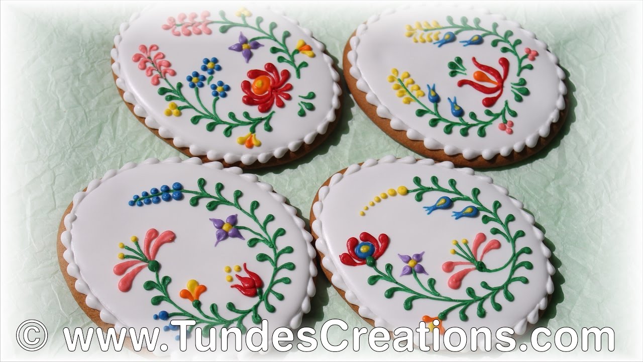 Easter egg cookies with Hungarian folk art flowers
