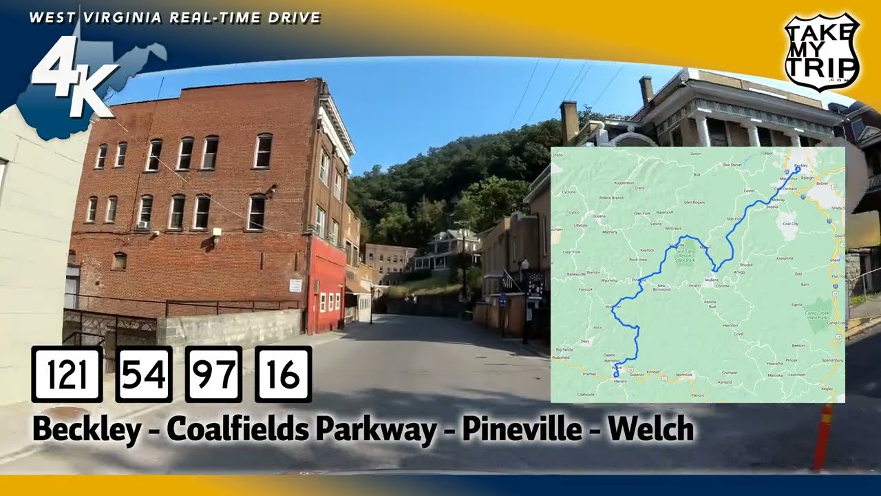 Coalfields Expressway: Route 121 & WV 54, 97, 16 from Beckley to Welch via Pineville 4K Scenic Drive