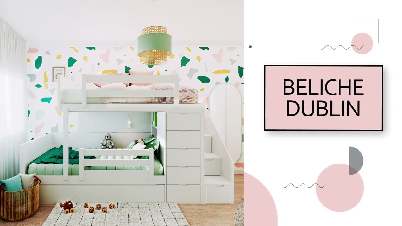 Beliche Infantil Dublin - Beliche Criança Branco com 3 Camas e Arrumação - FLYBABY