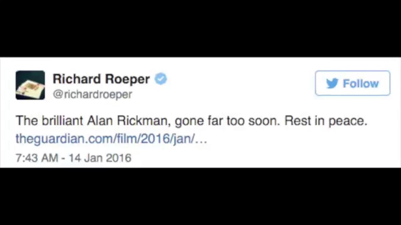 Celebrity Twitter Reactions to Alan Rickman's Death