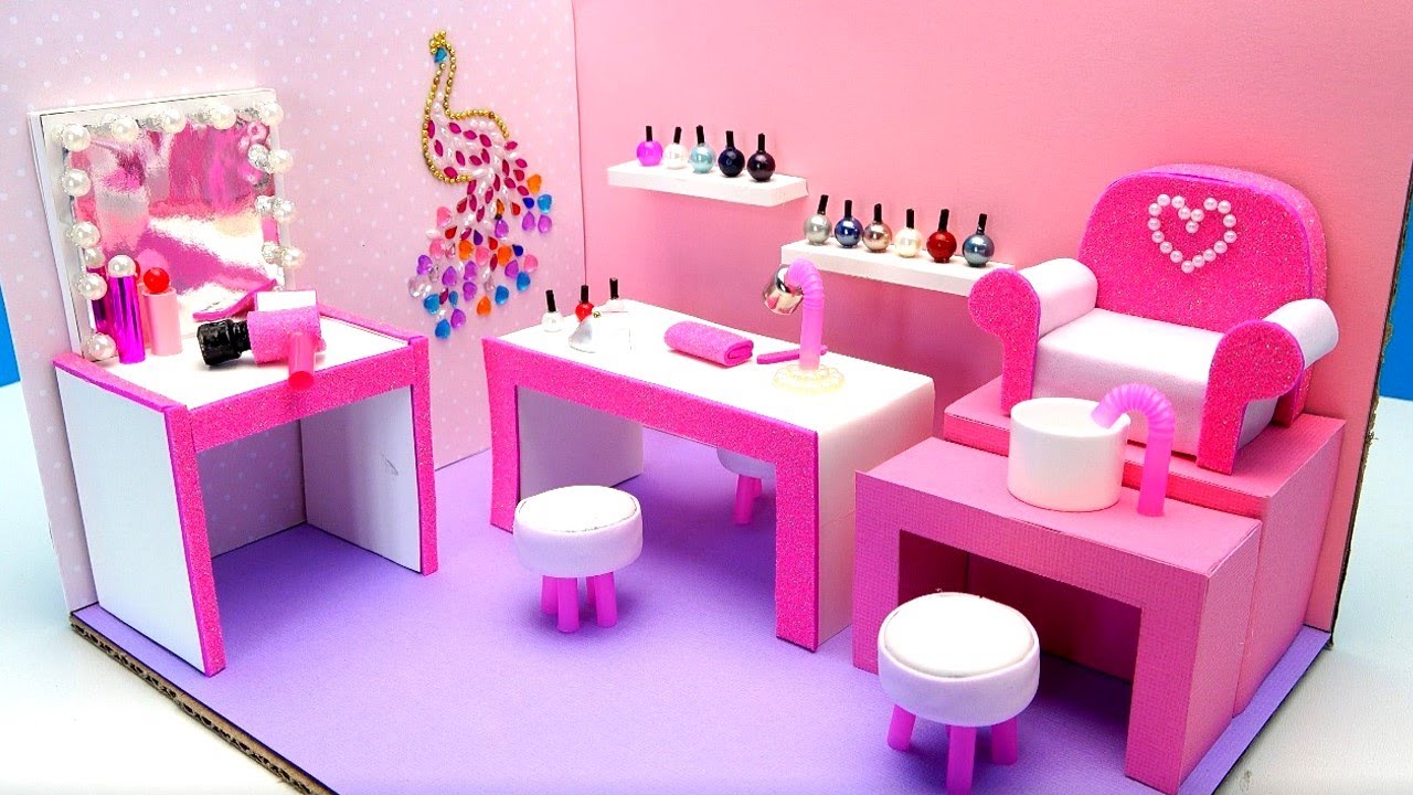 How To Build Miniature Cardboard House - How To Make Miniature Cardboard Beauty Salon