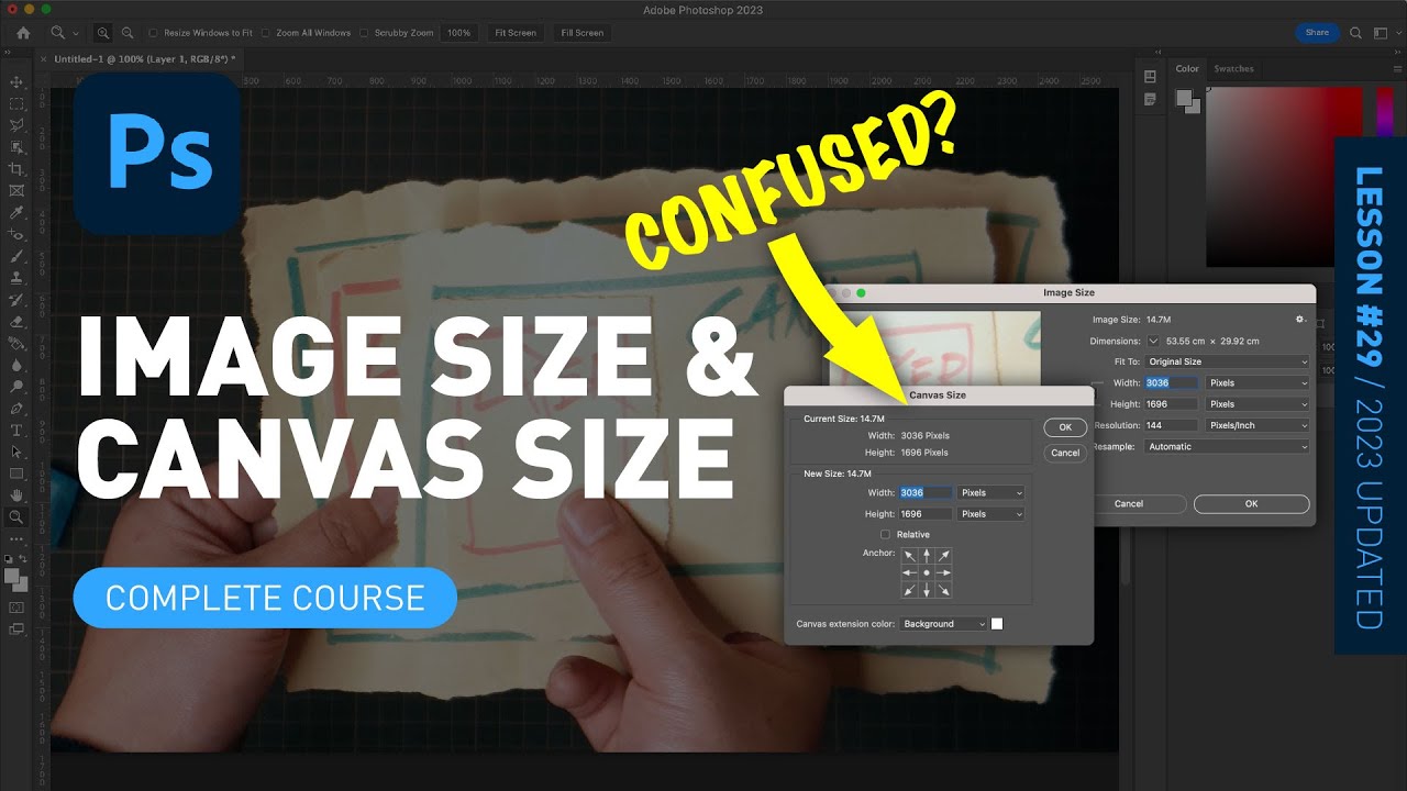 Image Size & Canvas Size & Trim & Reveal - Explained & Demonstrated [Photoshop for Beginners]
