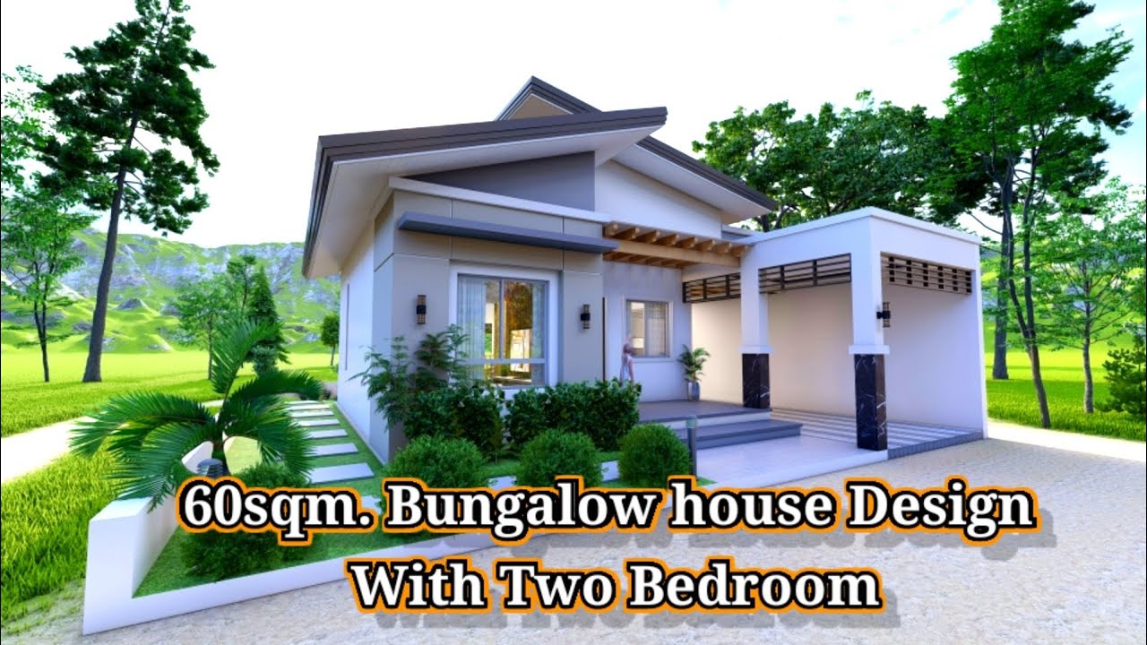 #60sqm. Low Budget Bungalow House Design With Two Bedroom