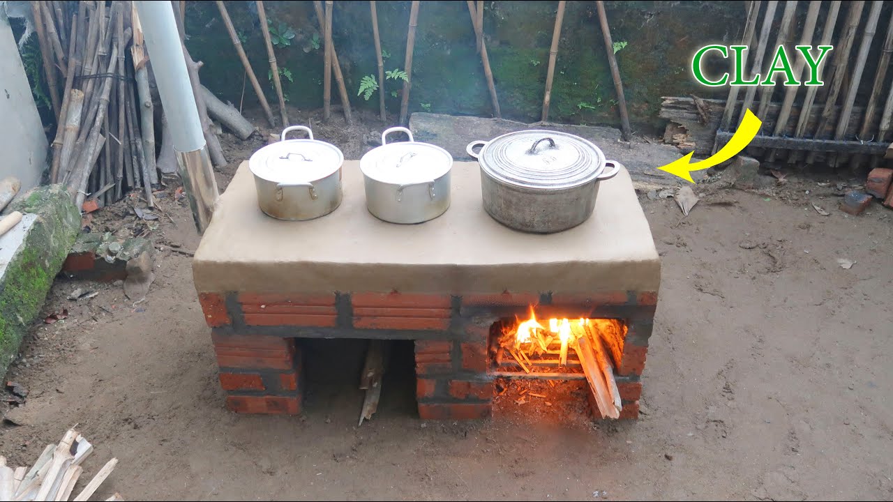 Build a simple wood stove from cement - sand - clay at home