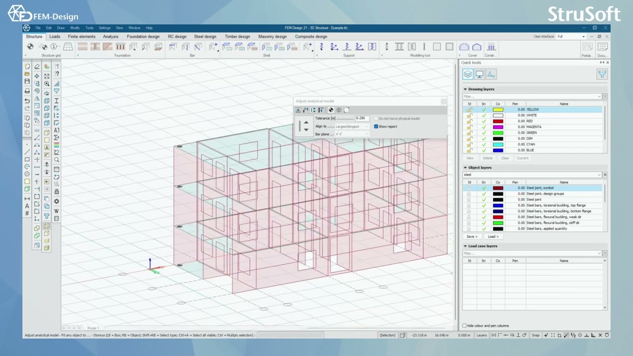 FEM Design User manual: 6.3 Correct model tools in FEM Design