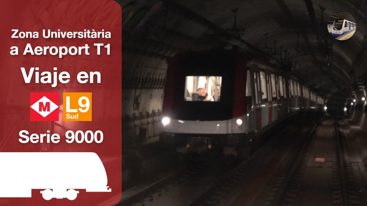 Viajando en la línea 9 Sud de Metro de Barcelona | Zona Universitària - Aeroport T1