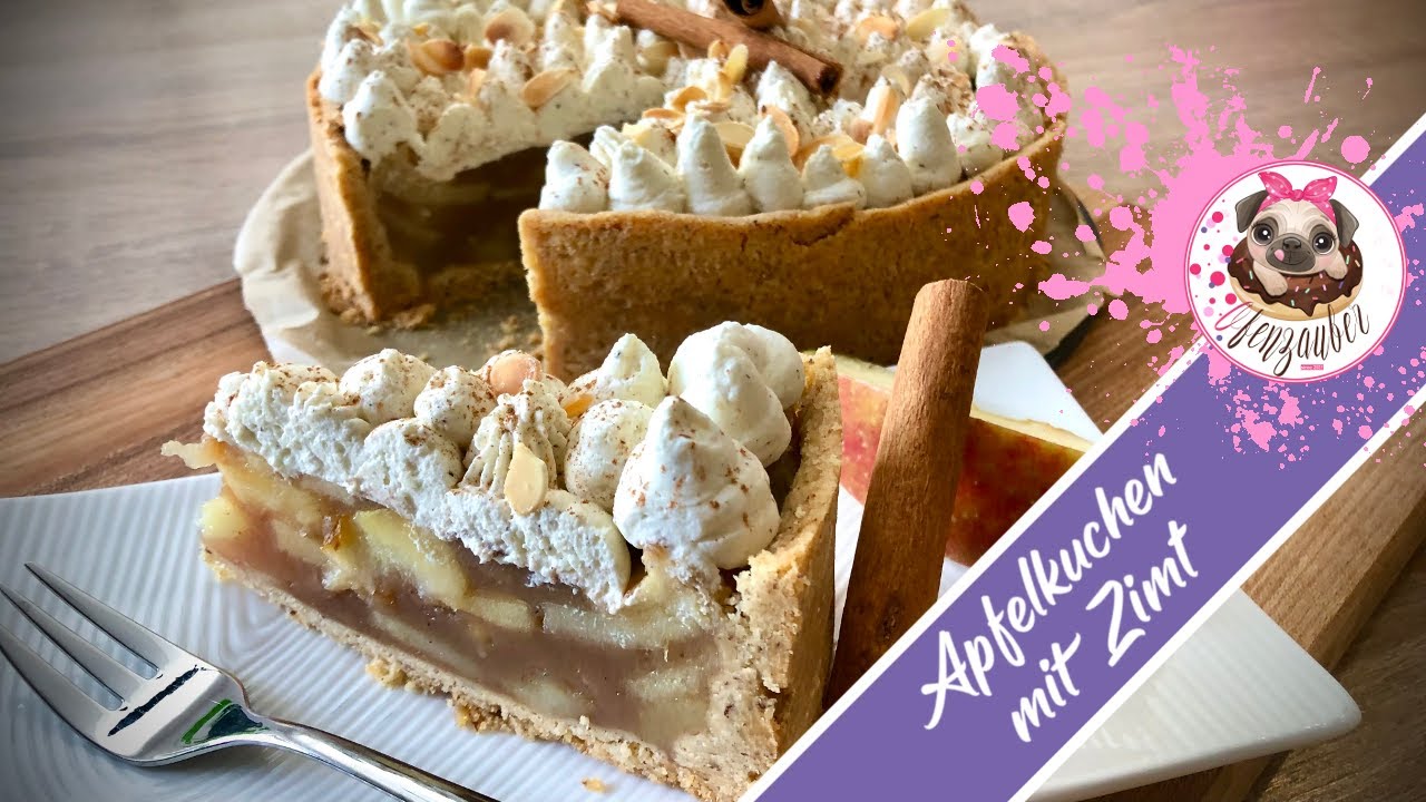 Яблочный пирог 🍏 с корицей, взбитыми сливками и песочным тестом, простой рецепт *без глютена*