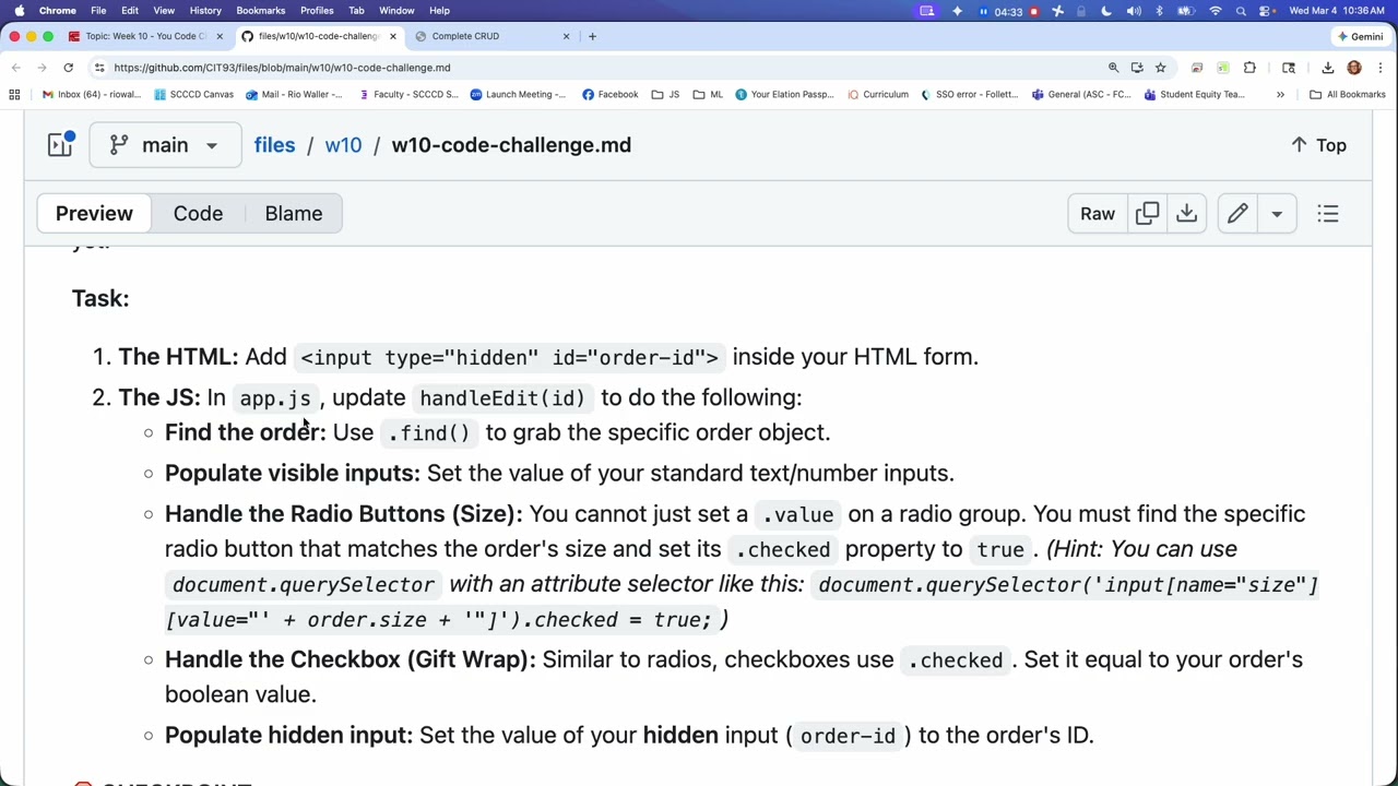 CIT93SP26 - Week 10 You Code Check Point
