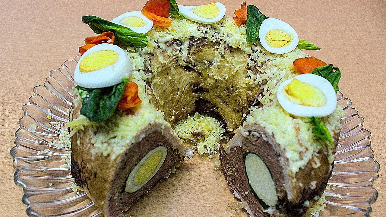 МЯСНОЙ РУЛЕТ НОВОГОДНИЙ СТОЛ &ldquo;Павлиний глаз&rdquo; ПОКОРИТ ВСЕХ  !