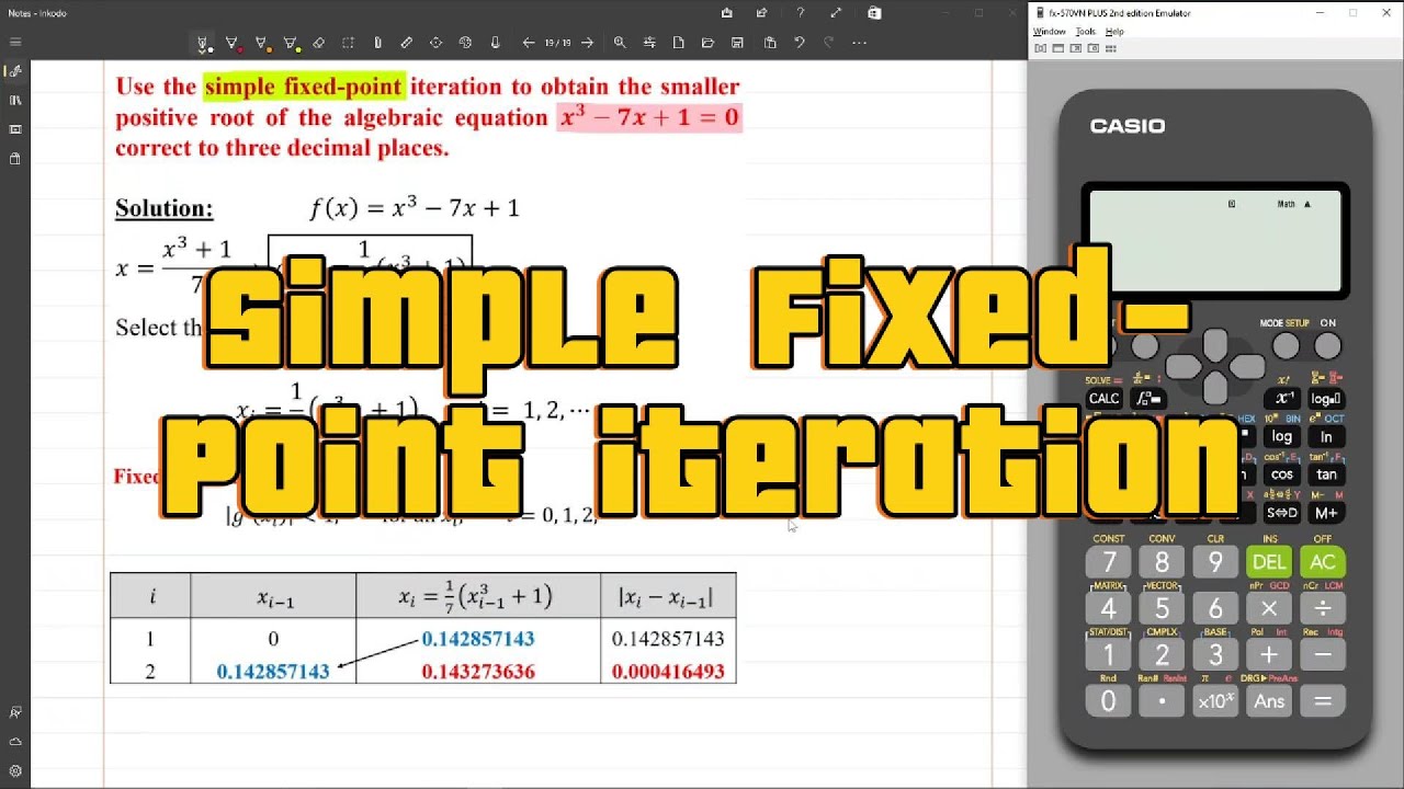 [Arabic] Simple-Fixed Point Iteration Method using the Calculator