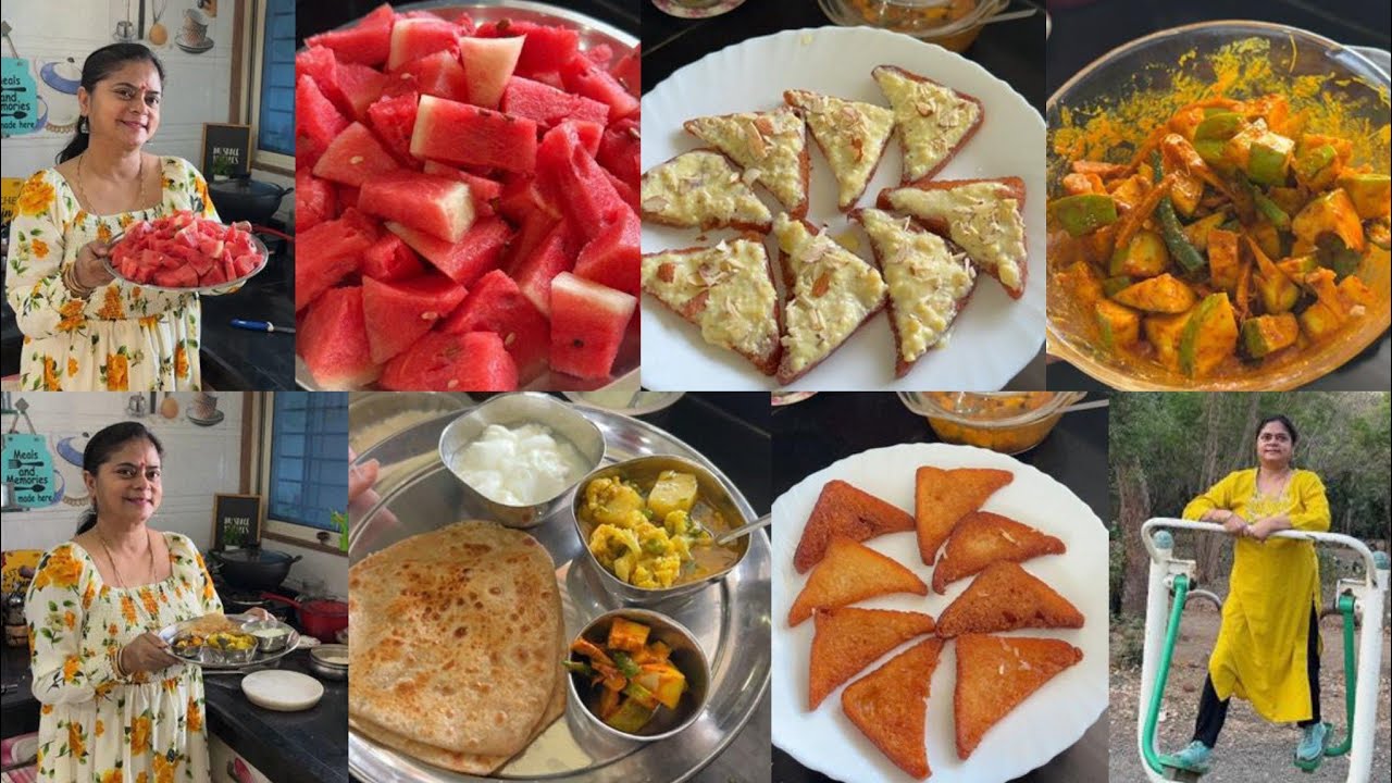 morning walk & rangoli +Breakfast🍱 shahi tukda🌺 instant mango pickle🌺 aloo gobhi ki sabji🌺 paratha