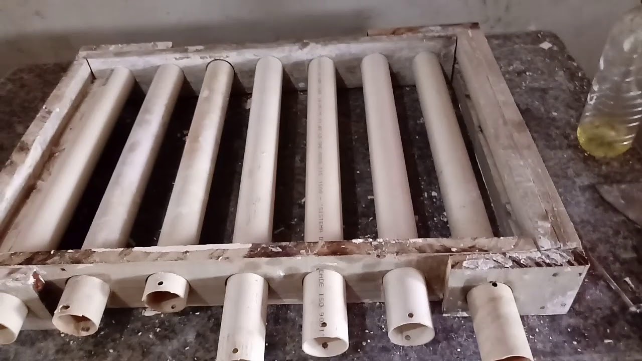 Forma caseira para bloco de gesso.