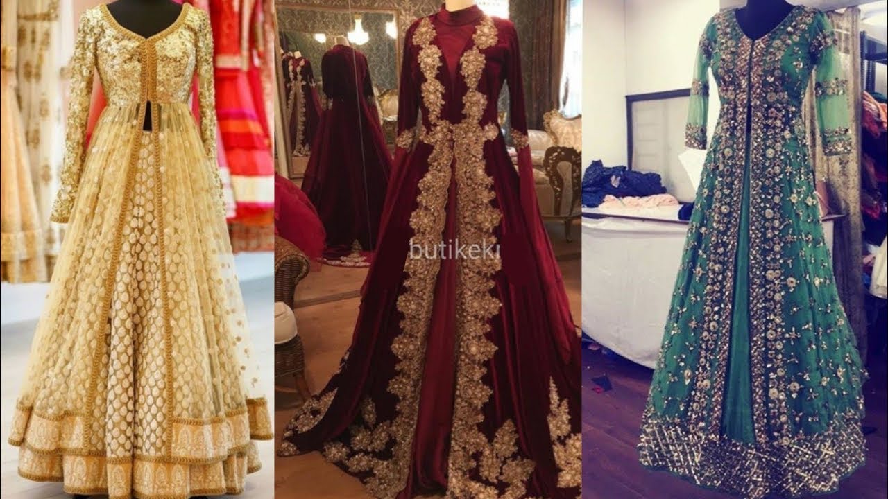 Floor Touch Slit Cut Anarkali Kurta With Lehenga Designs Ideas For Wedding Season/Indo Western