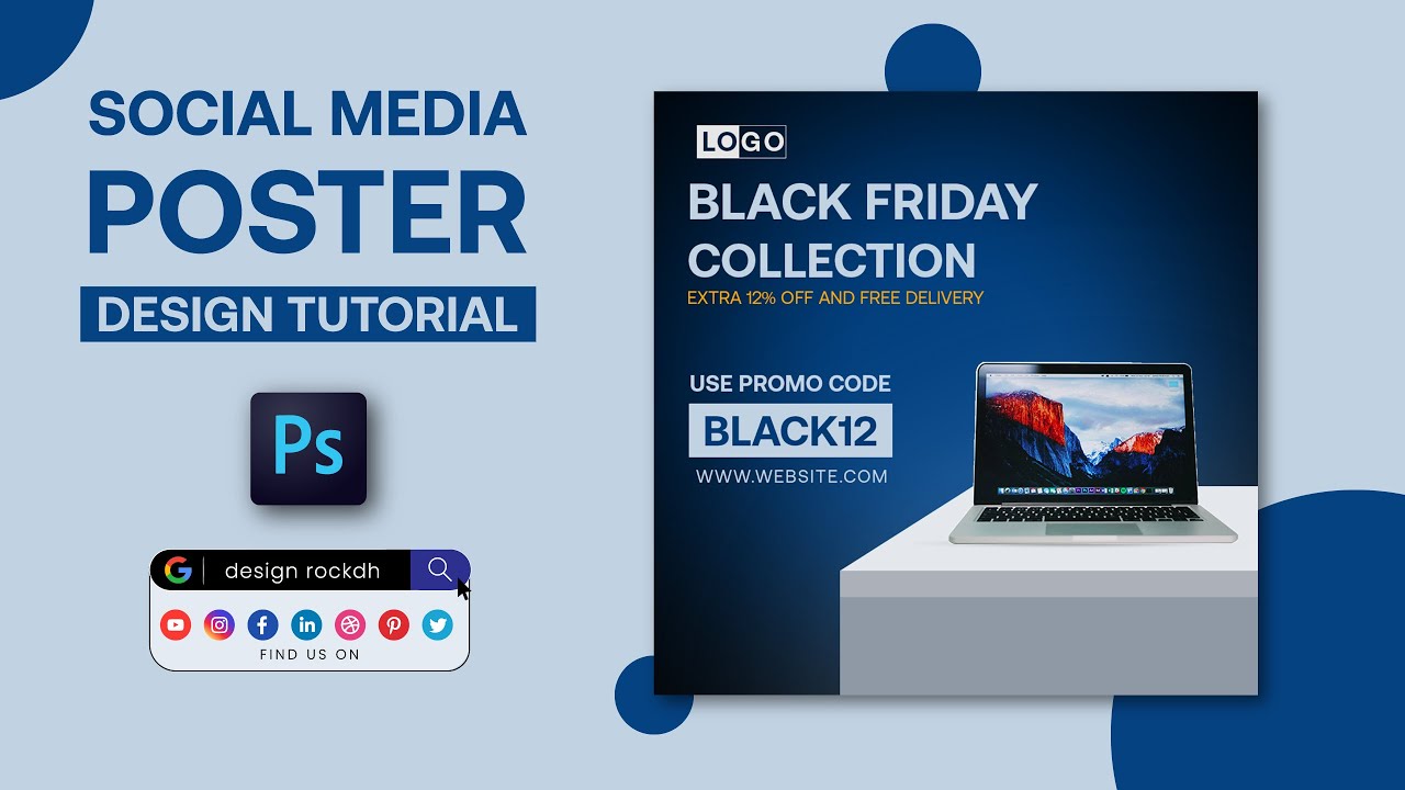 Laptop Sale Black Friday Social Media Poster Design Adobe Photoshop | design.rockdh
