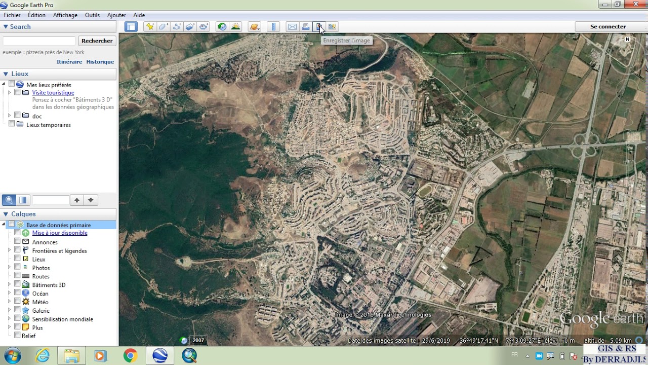 GOOGLE EARTH PRO: enregistrement d'une image satellitaire