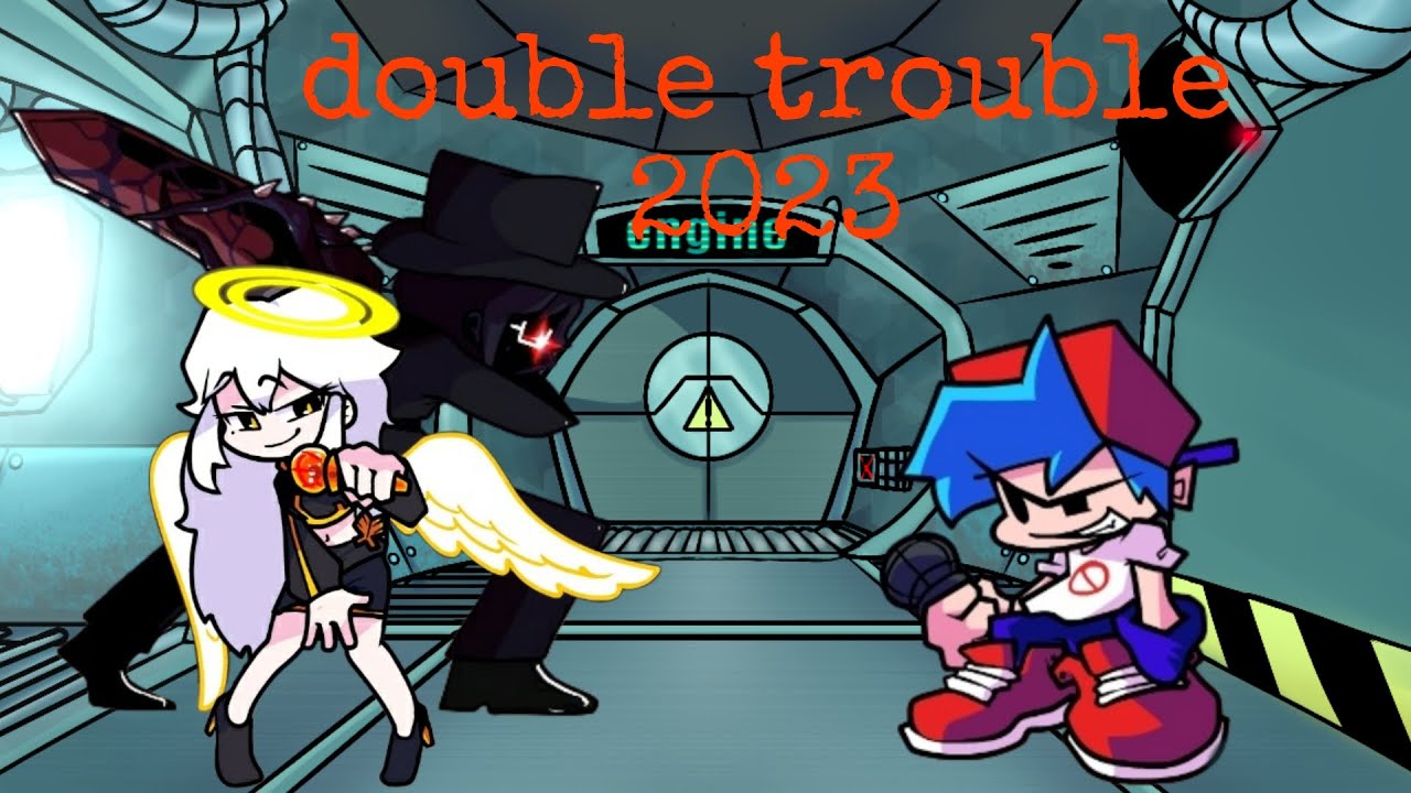 fnf double trouble 2023 but white and black human impostor and bf sings it!