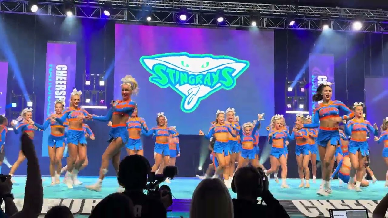 Cheersport 2025 🩵💜 Stingray Allstars Orange 🍑🤙🏼 large All girl level 6 Day 1 📣