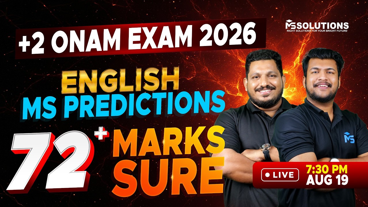 Plus Two Onam Exam English | 72+ Prediction Live |  LIVE | MS SOLUTIONS