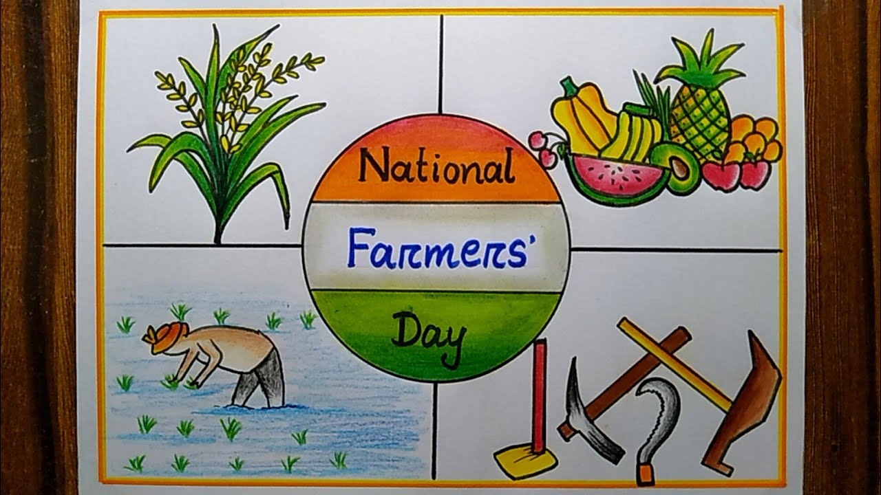 National Farmer's Day Poster Drawing,23rd Dec| Kisan Diwas drawing easy| Farmers Day drawing