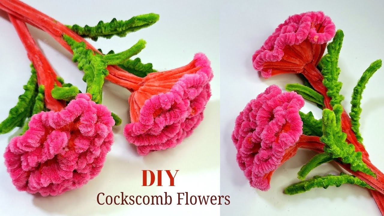 DIY Pipe Cleaner Cockscomb Flowers | Fluffy Pink Celosia Tutorial 🌸
