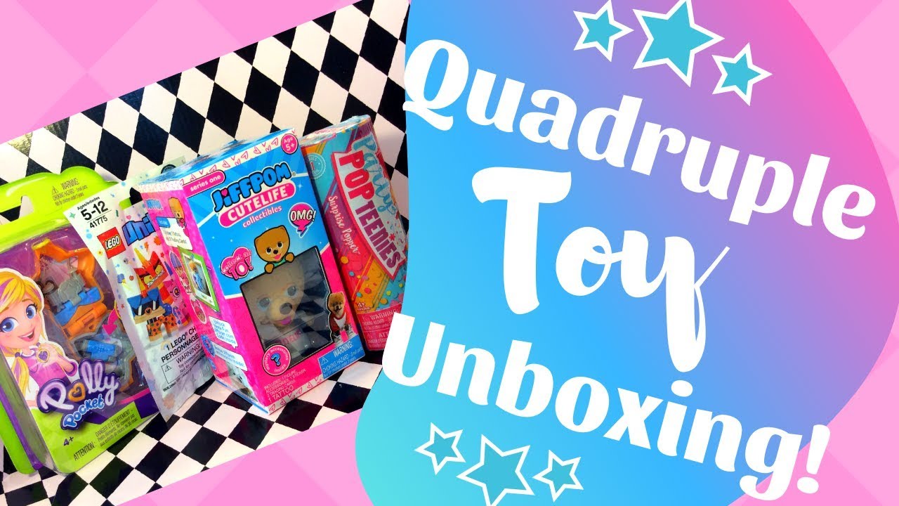 Quadruple Toy Unboxing! ( Lego Unikitty, Jiffpom Cutelife, Polly Pocket, Party Pop Teenies)