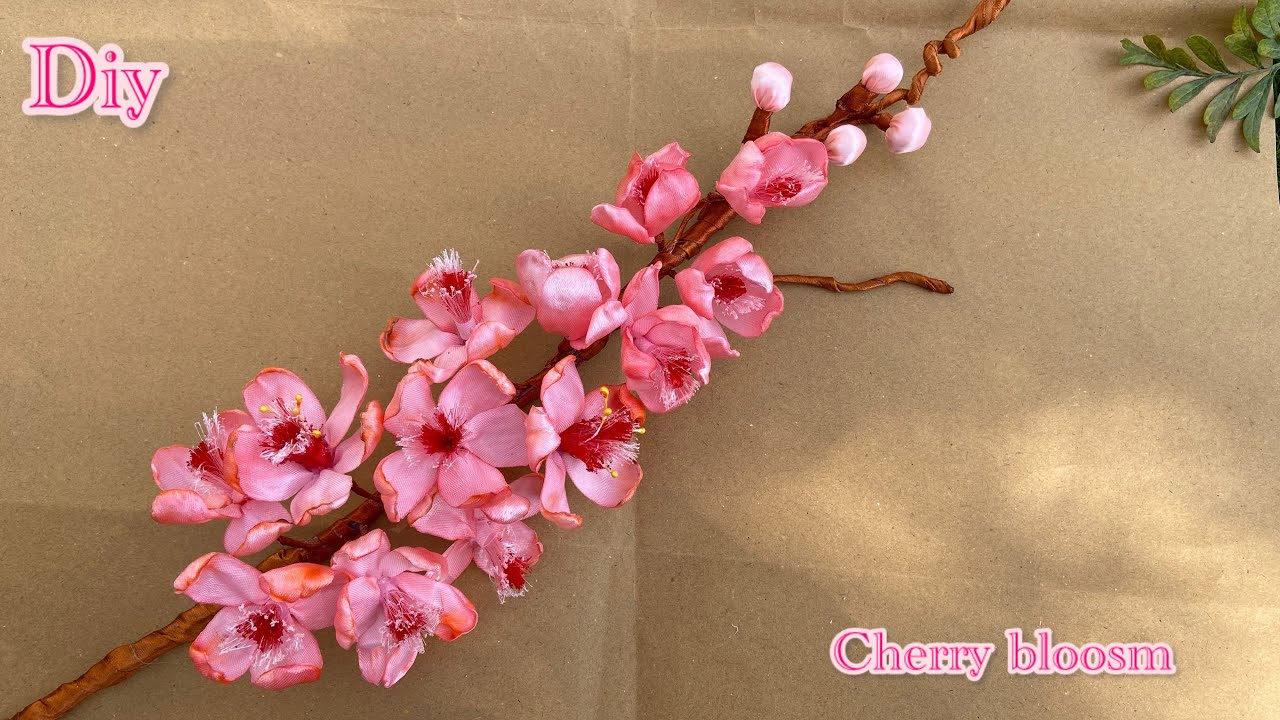 Diy | Cherry bloosm ribbon flowers |Amazing ribbon flowers |how to make satin ribbon flowers