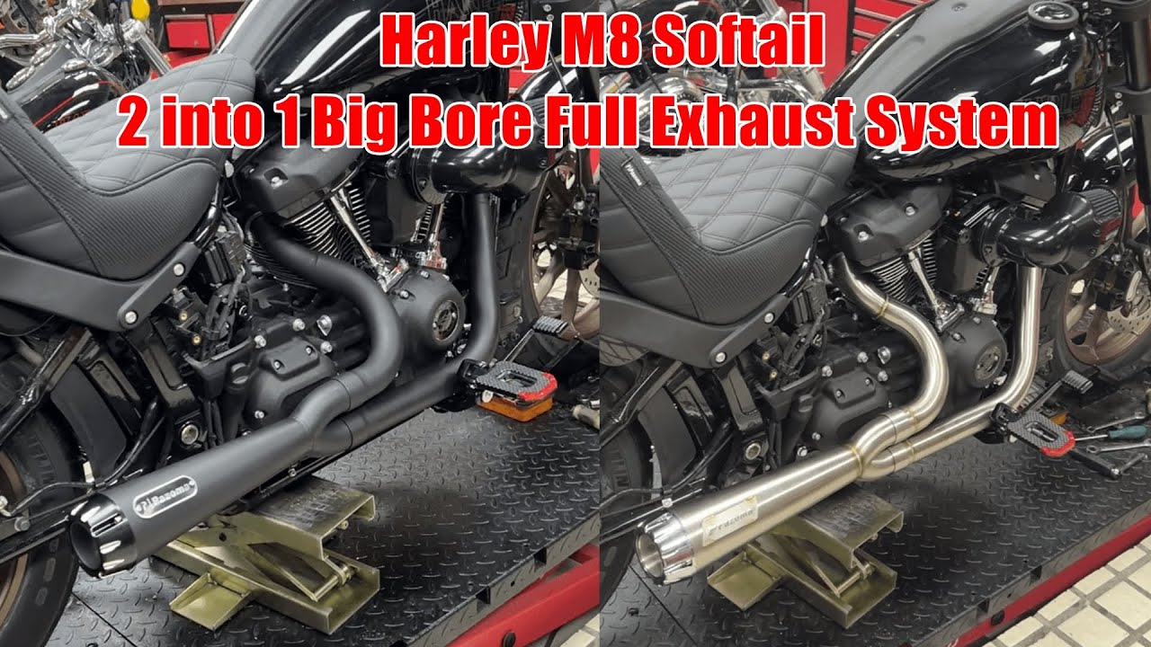 Harley M8 Softail Stainless 2 into 1 Big Bore Full Exhaust System Install