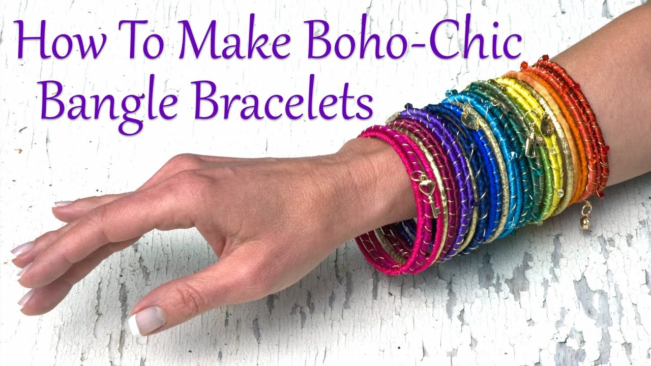 How To Make Jewelry: How To Make Boho Chic Ribbon Wrapped Bangle Bracelets