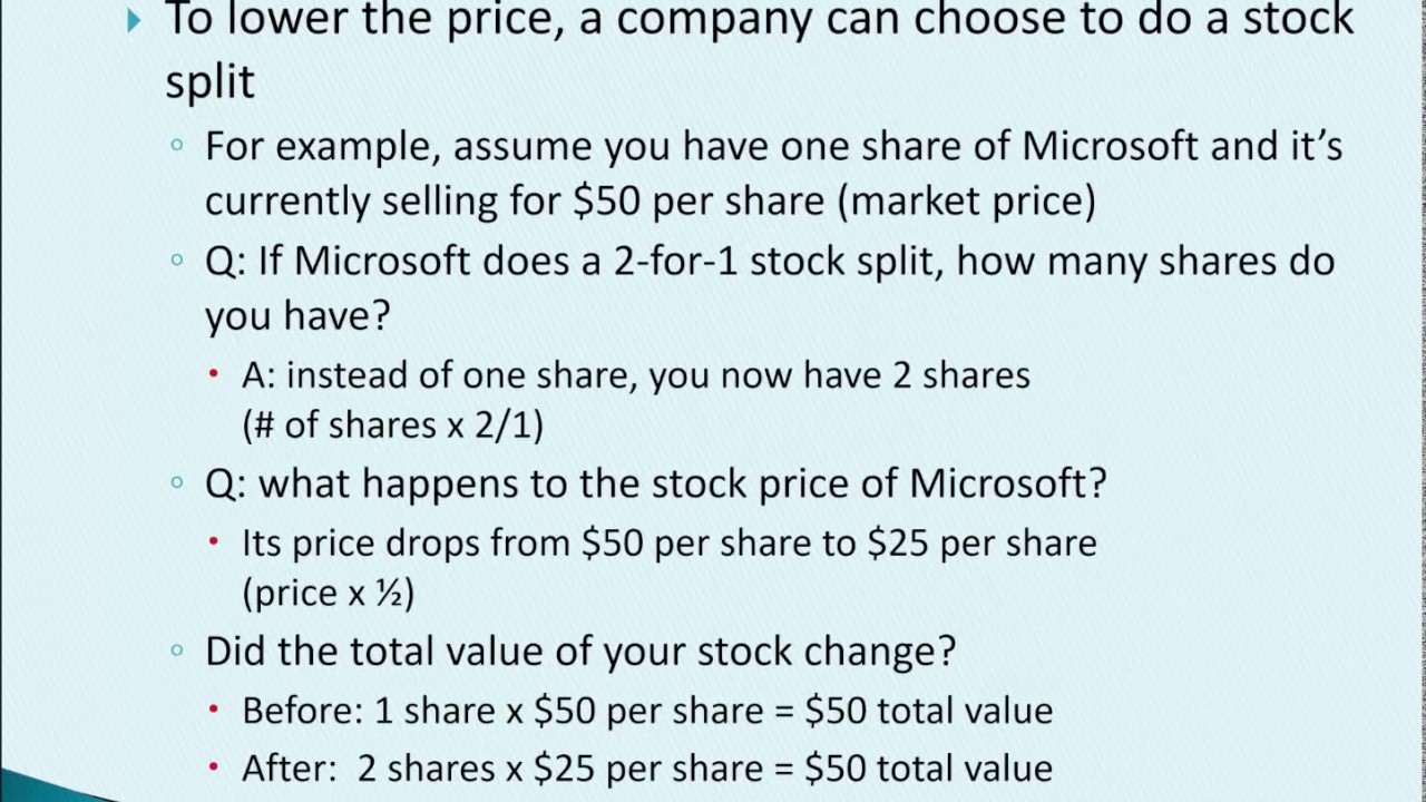 Accounting for Stock Splits