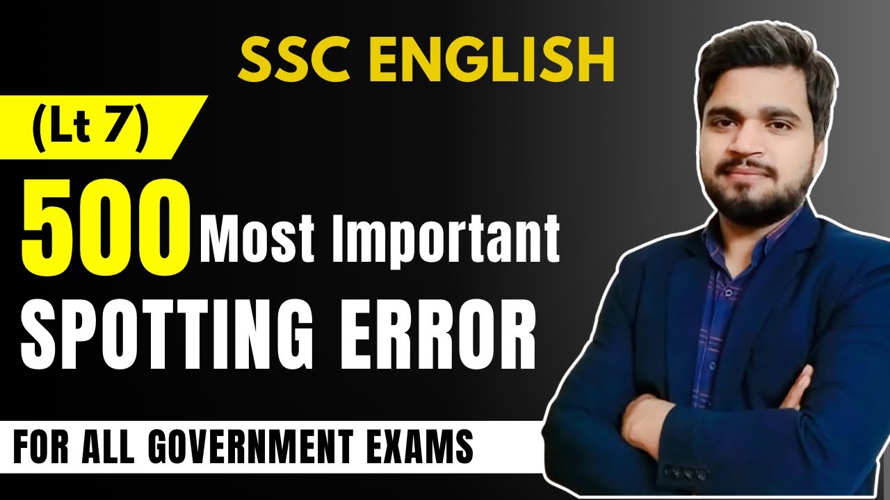 500 Most Important Spotting error PYQ’s | Easy Trick | English Grammar | Day 7/10 | English