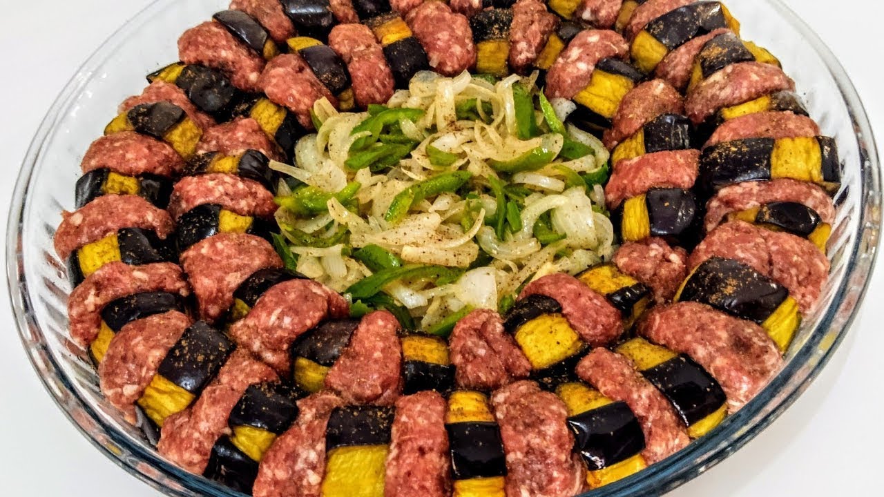 كباب باذنجان  مشوي عالفحم ع طريقتي