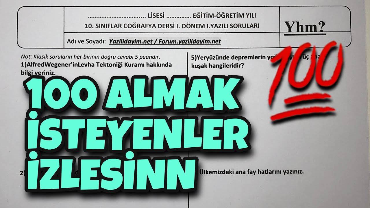 10.Sınıf Coğrafya 1.Dönem 1.Yazılı