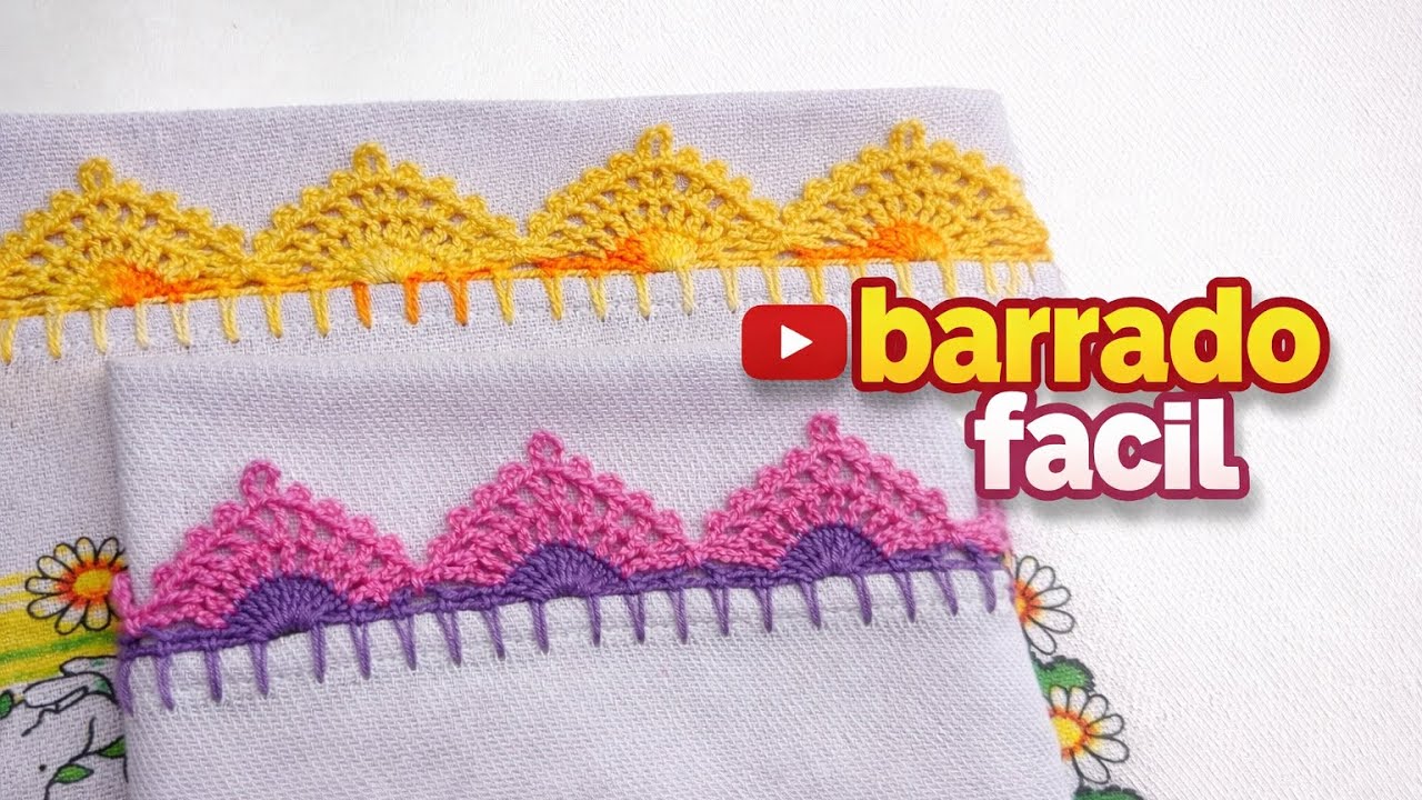 #109Barrado fácil e rápido para Panos de prato#crochet #barradinho#croche 