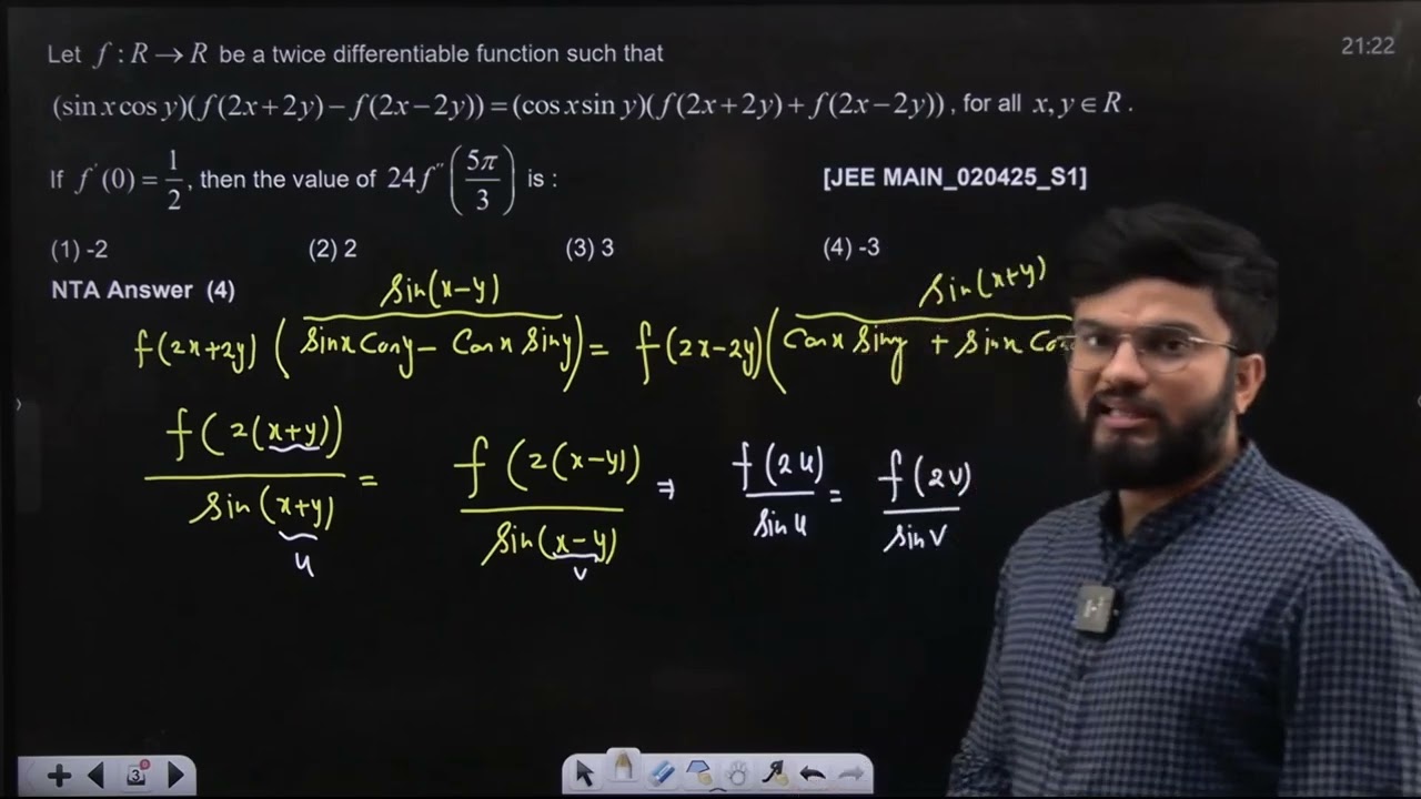 be a twice differentiable function such that  02 APR 2025 SHIFT-1 JEE MAIN PYQ