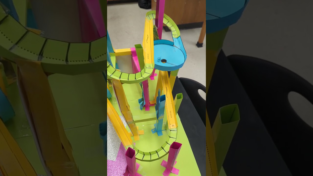 Trolls Rockin' Paper Roller Coaster for Marbles - high school physics fun