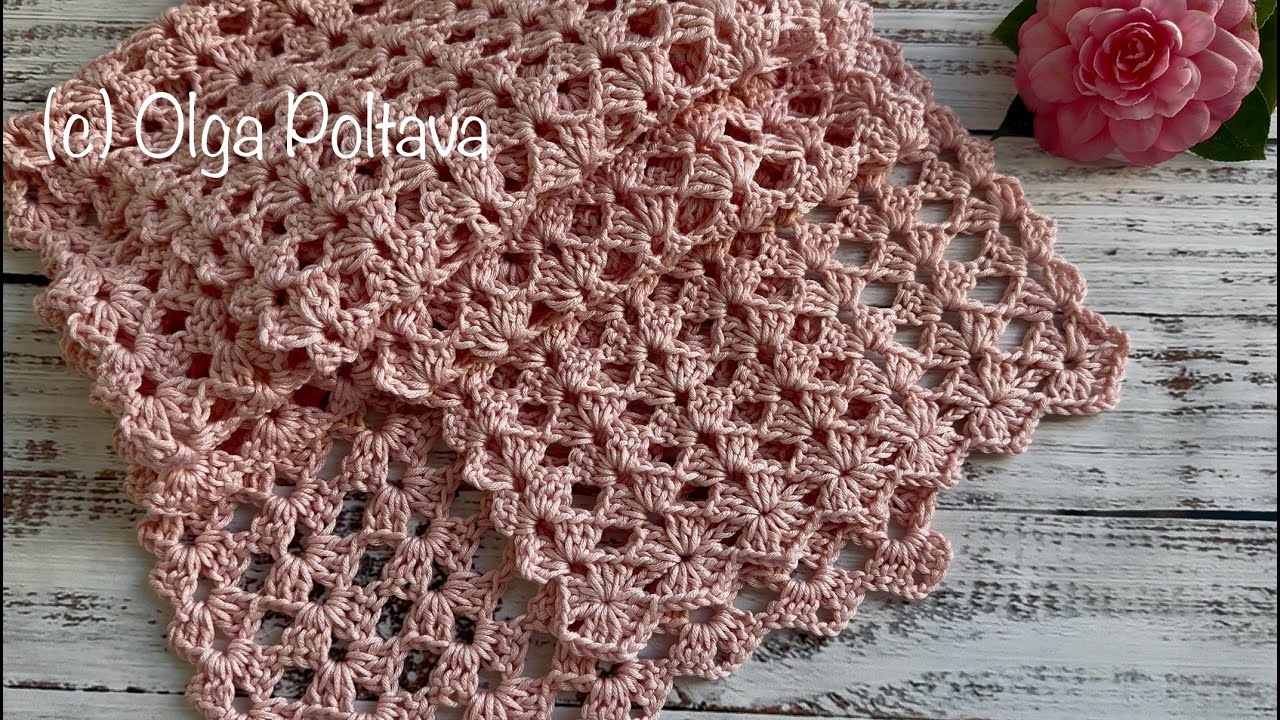 Crochet Lace Shells Scarf, EASY One Row Repeat