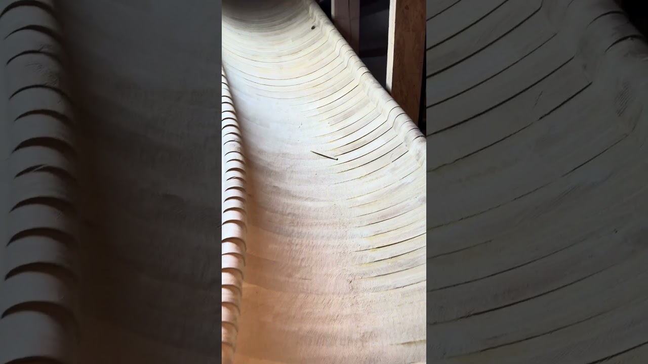 The longest curved wood slide ever just got completed  🛝😄🛝#indoorslides #woodslides #slides