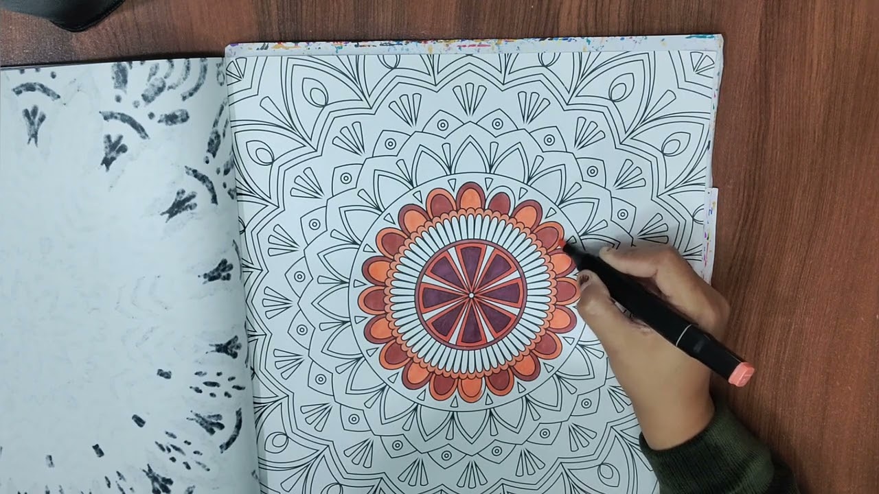 Relaxing mandala colouring 21..part 1 satisfying video #mandalaart #satisfying #meditativemandalaart