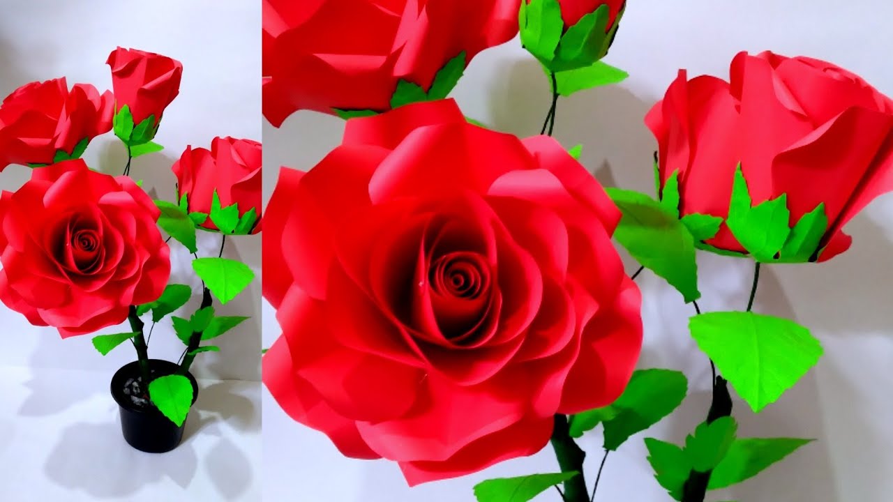 A4 nirmana / How to make beautiful paper rose flowers / paper flowers / kadadasi mal nirmana