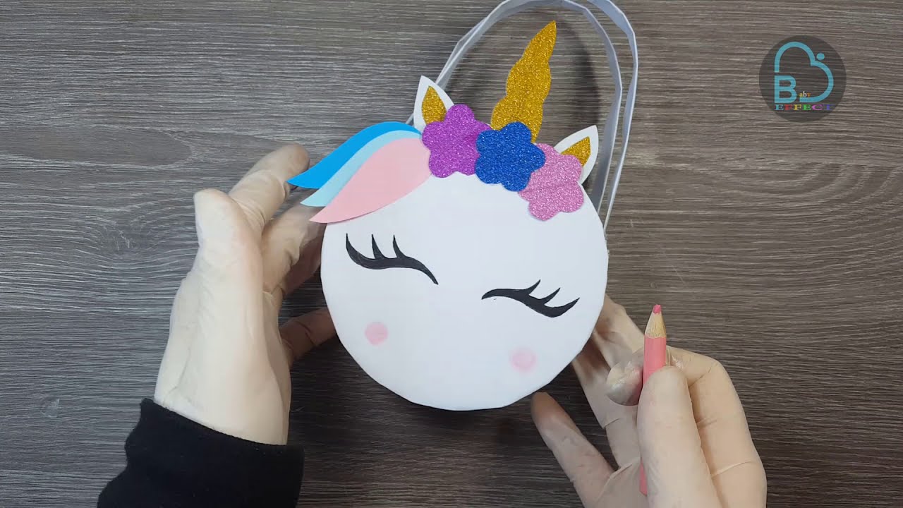 صنع حقيبة جميلة بالورق للبنات - unicorn paper bag