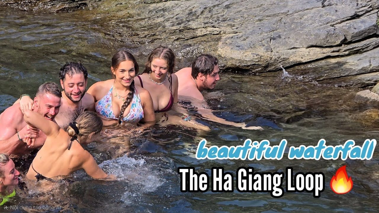 Diving to explore beautiful waterfalls 🔥- The Ha Giang Loop #travel #waterfall #stream 