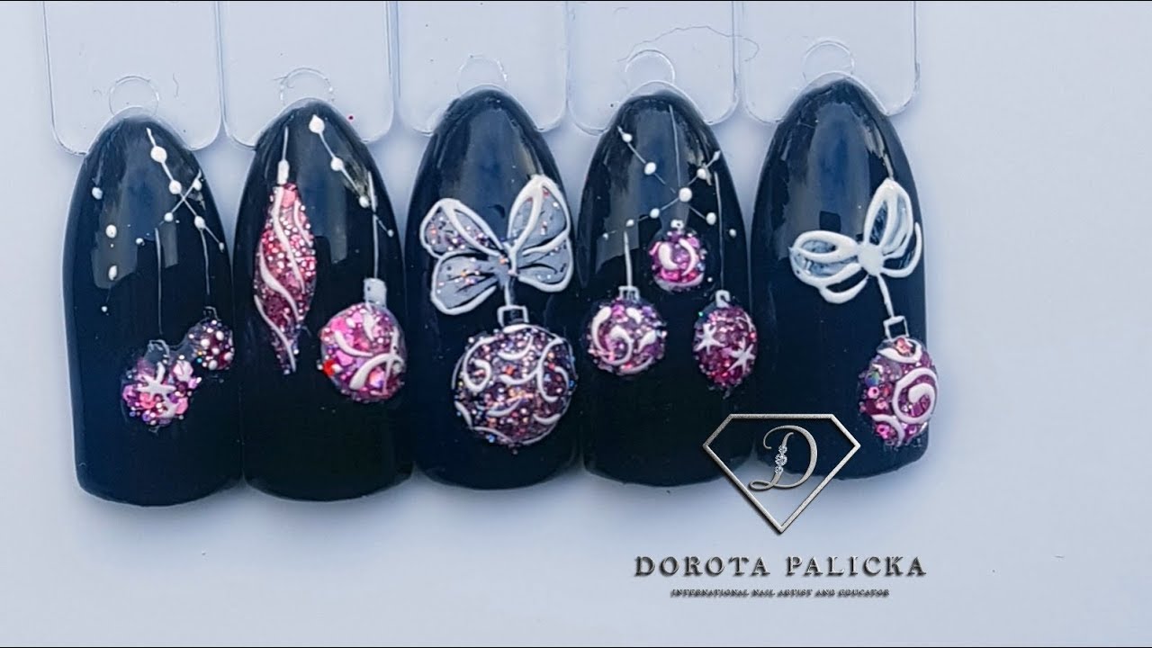 #33 Xmas nail art compilation, Christmas nails tutorial, 3d xmas bauble. Nail art Christmas baubles