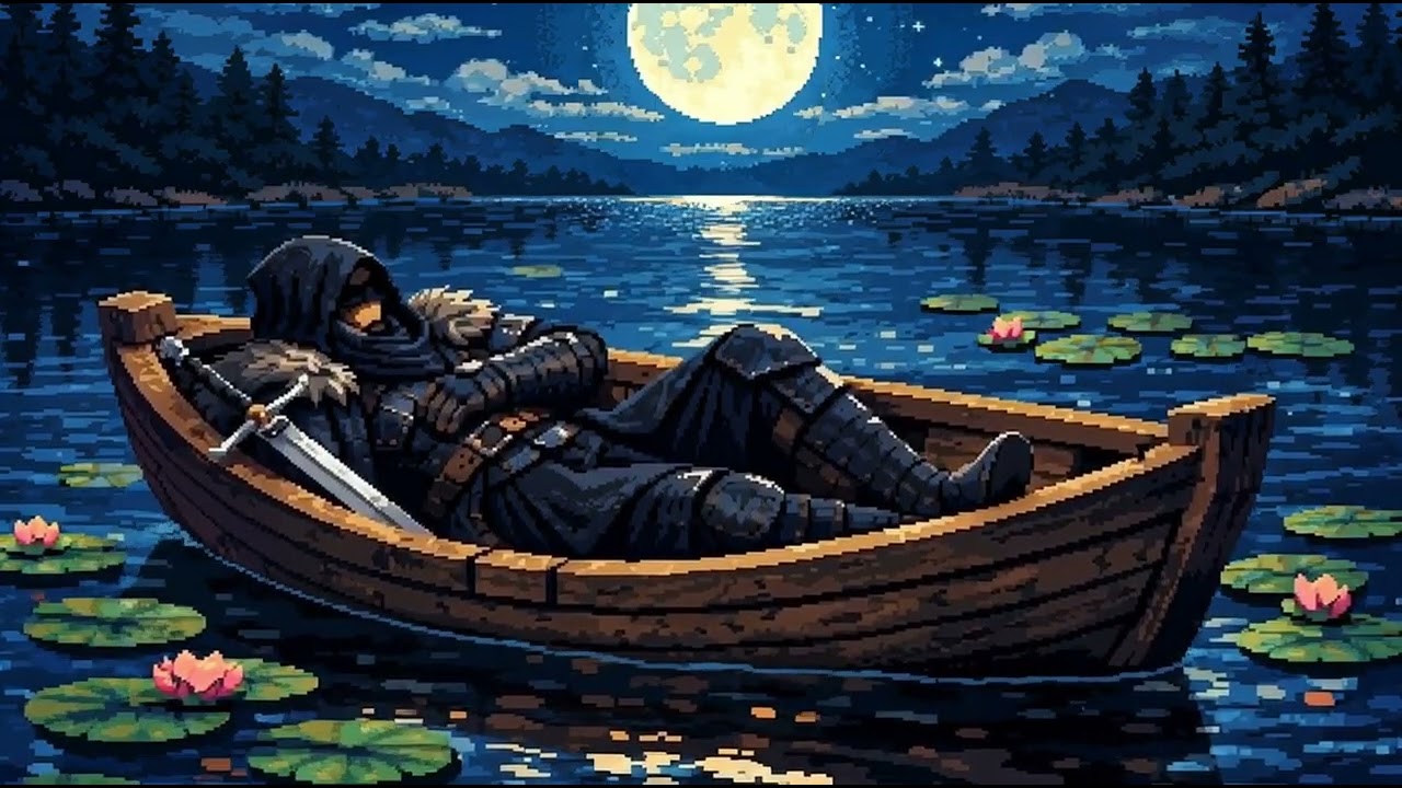 Medieval Lake Lofi Ambience — drifting under the moon, the knight finally rests (2 Hours)