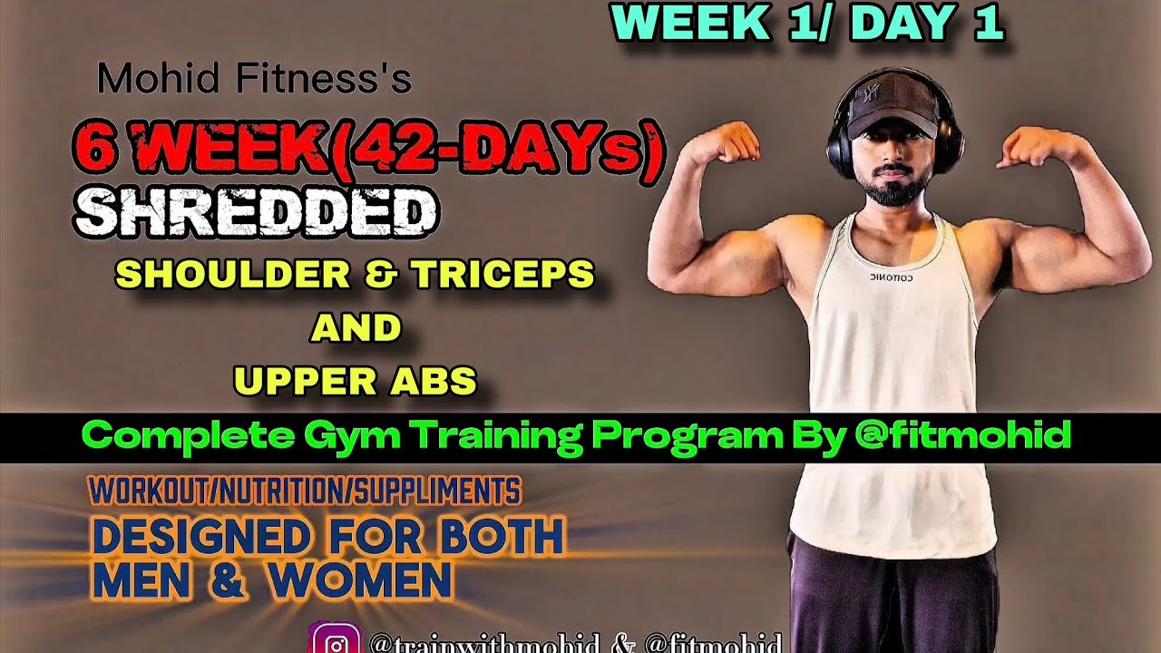 Week 1 Day 1 Shoulder, Triceps & Upper Abs Workout | Mohid Fitness 6 Week Shredded Program